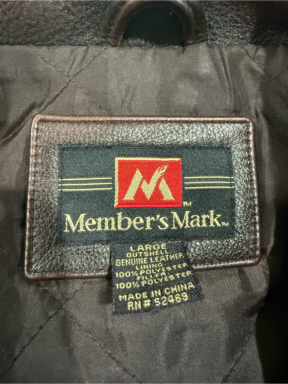 Member’s Mark Men's Brown Leather‎ Bomber Moto Full Zip Jacket Size L - Picture 13 of 14